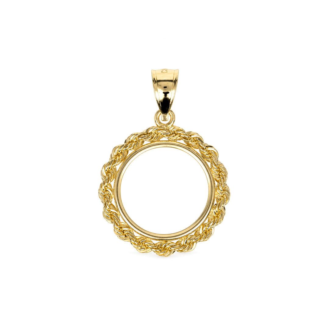 14K gold rope chain coin bezel for Mexican 2.5 Pesos#size_uscjfr003-15-6-x-1-0-mm