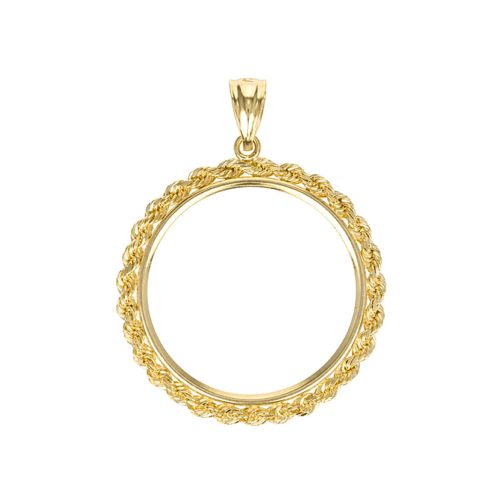 14K gold rope chain coin bezel for Mexican 20 Pesos#size_uscjfr0011-27-5-x-2-0-mm