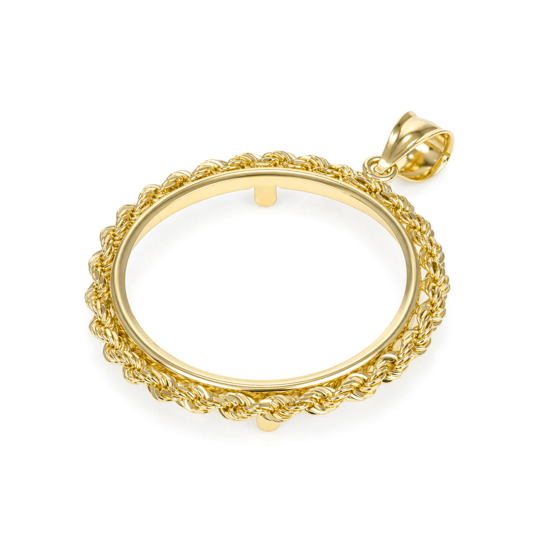 Die-struck 14K gold rope chain coin bezel for Mexican 20 Pesos#size_uscjfr0011-27-5-x-2-0-mm