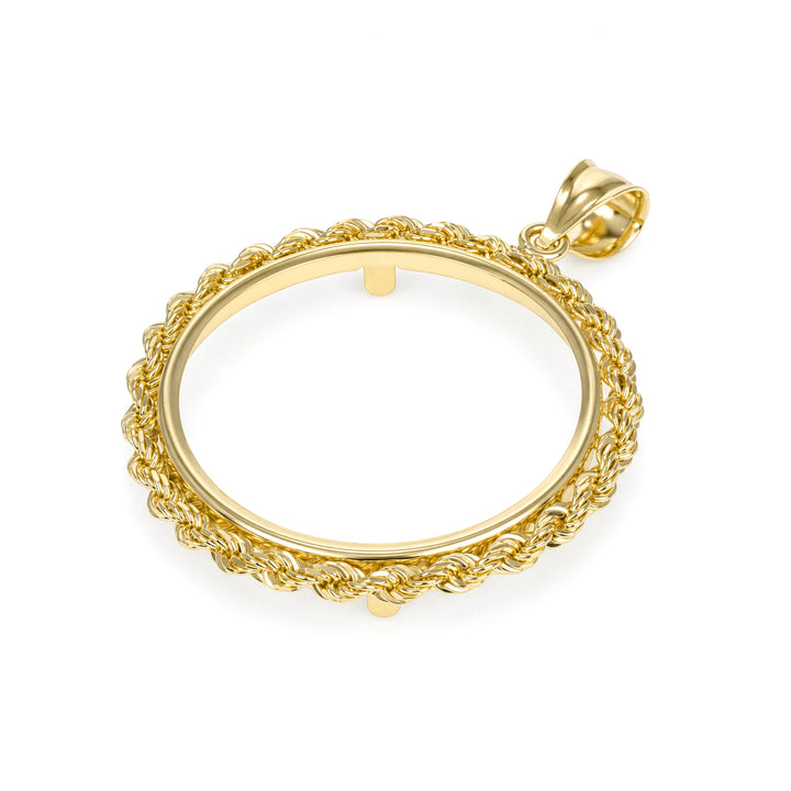Die-struck 14K gold rope chain coin bezel for Mexican 20 Pesos#size_uscjfr0011-27-5-x-2-0-mm