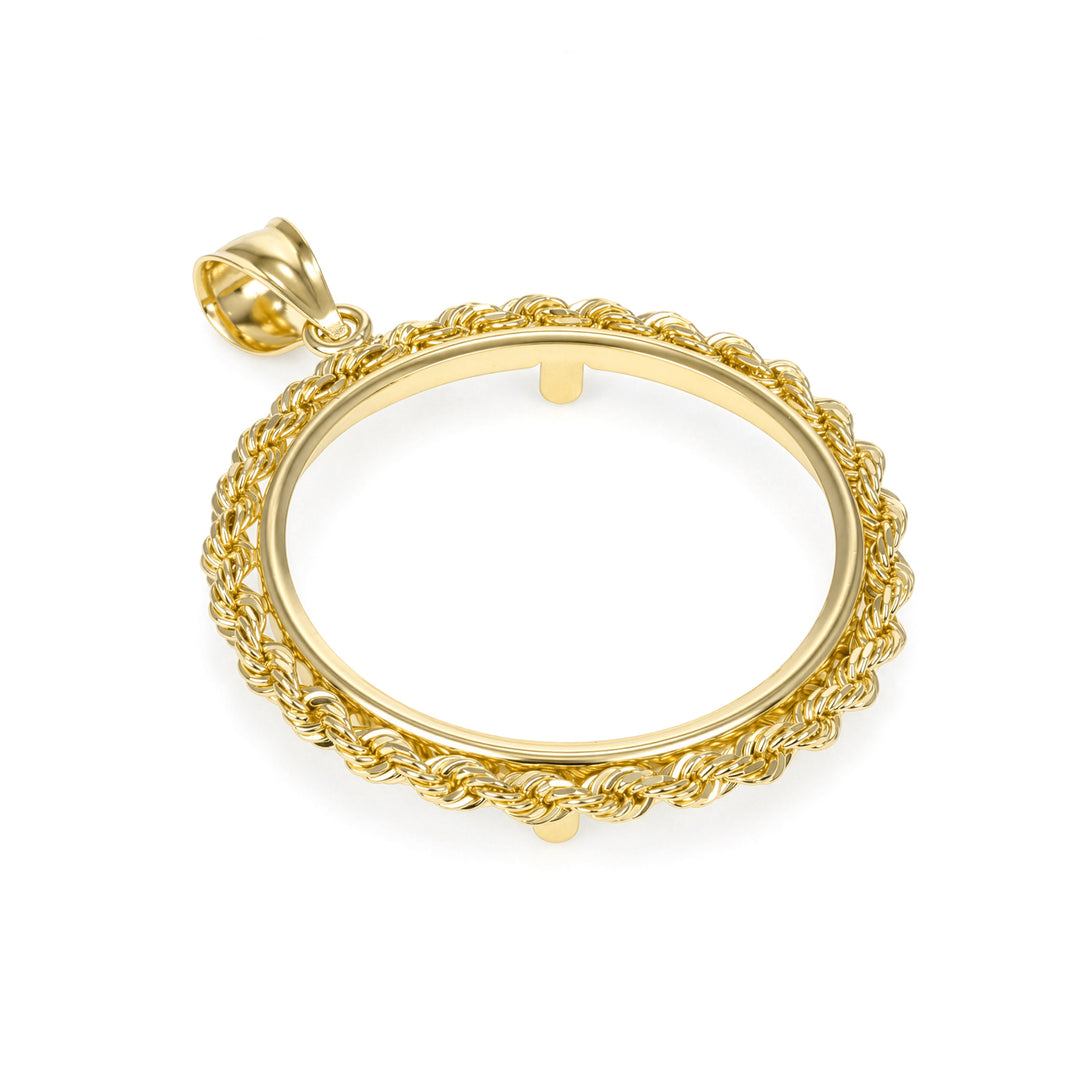 Gold rope chain coin bezel for Mexican 20 Pesos#size_uscjfr0011-27-5-x-2-0-mm