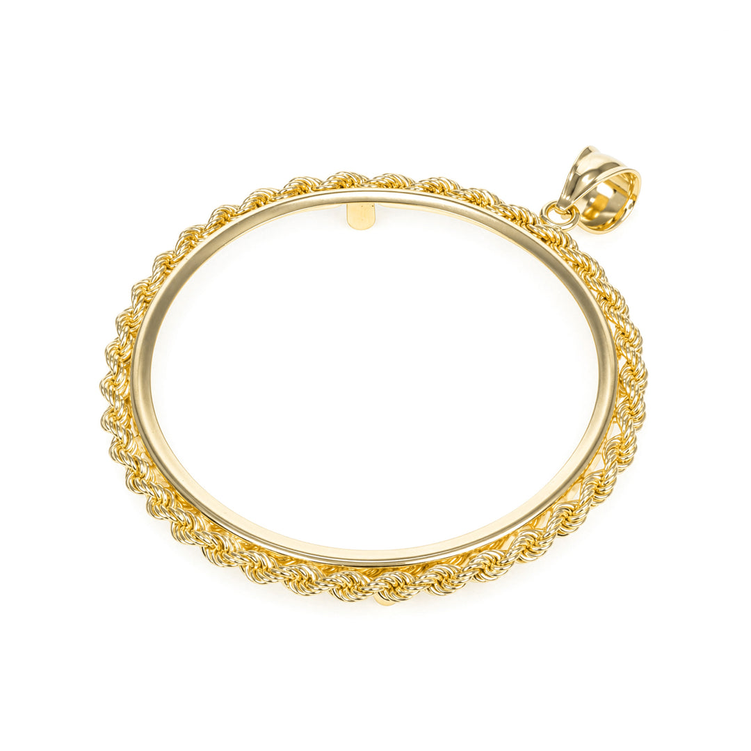 Gold rope chain coin bezel for Mexican 50 Pesos#size_uscjfr0016-37-0-x-2-8-mm