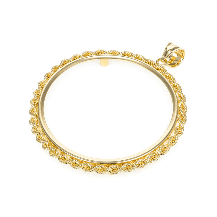Gold rope chain coin bezel for Mexican 50 Pesos#size_uscjfr0016-37-0-x-2-8-mm
