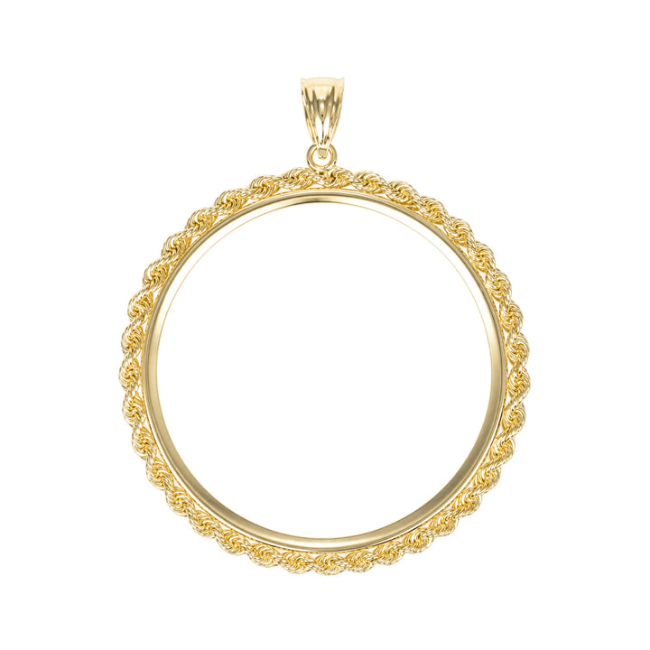 14K gold rope chain coin bezel for Mexican 50 Pesos#size_uscjfr0016-37-0-x-2-8-mm