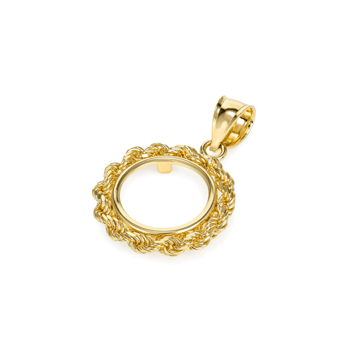Die-struck 14K gold rope chain coin bezel for U.S. $1 Gold Dollar Type I#size_uscjfr001-13-0-x-1-0-mm