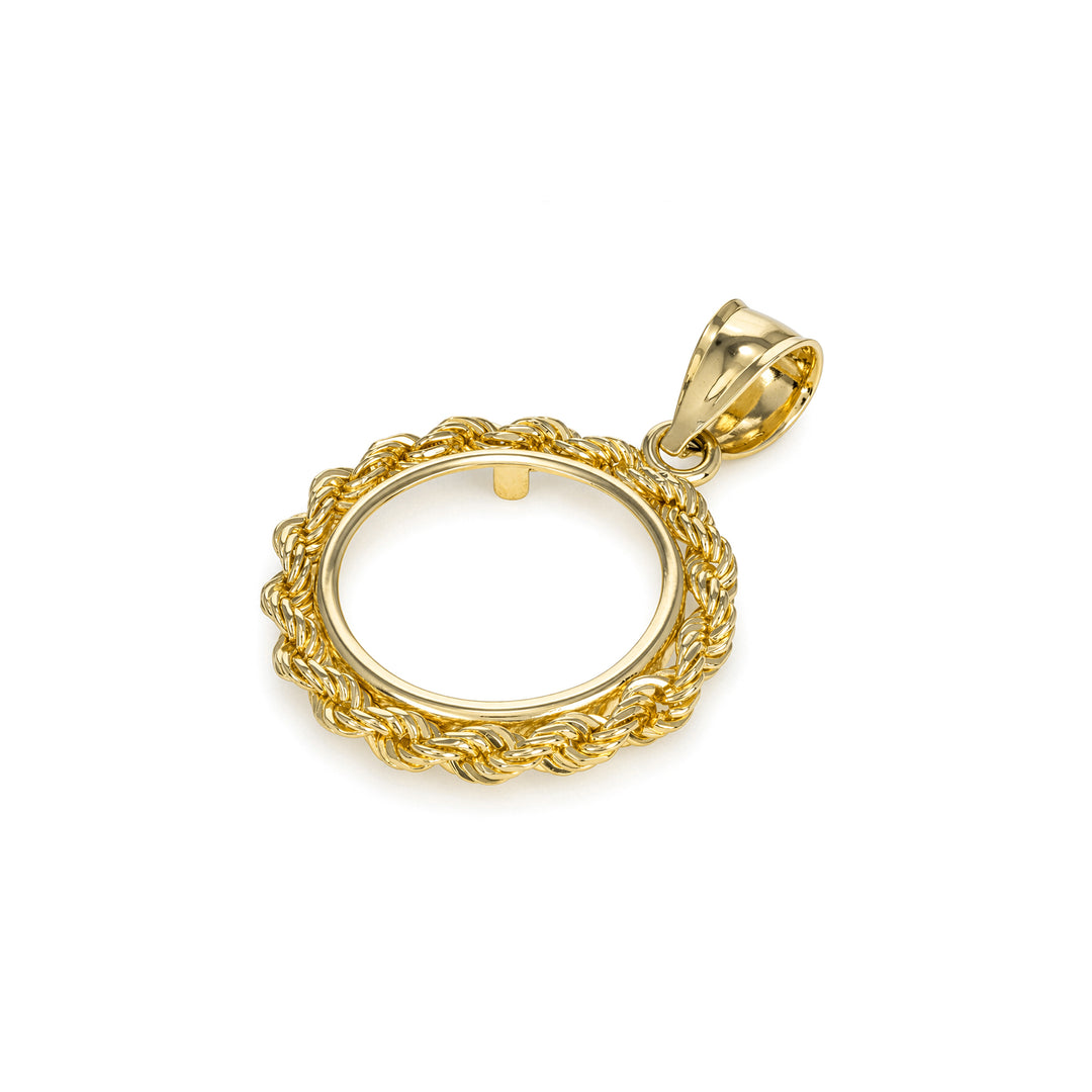 Die-struck 14K gold rope chain coin bezel for U.S. $1 Gold Dollar Types II & III#size_uscjfr002-15-0-x-0-75-mm