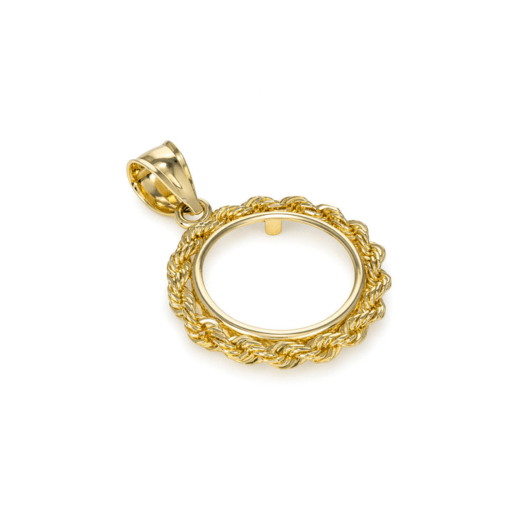 Gold rope chain coin bezel for U.S. $1 Gold Dollar Types II & III#size_uscjfr002-15-0-x-0-75-mm