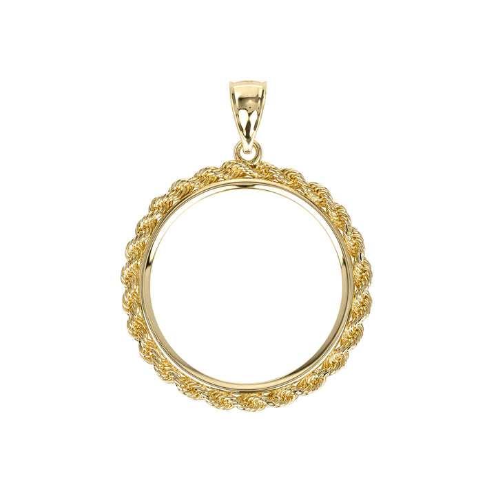 14K gold rope chain coin bezel for U.S. $10 Gold Dollar #size_uscjfr0010-27-x-2-3-mm