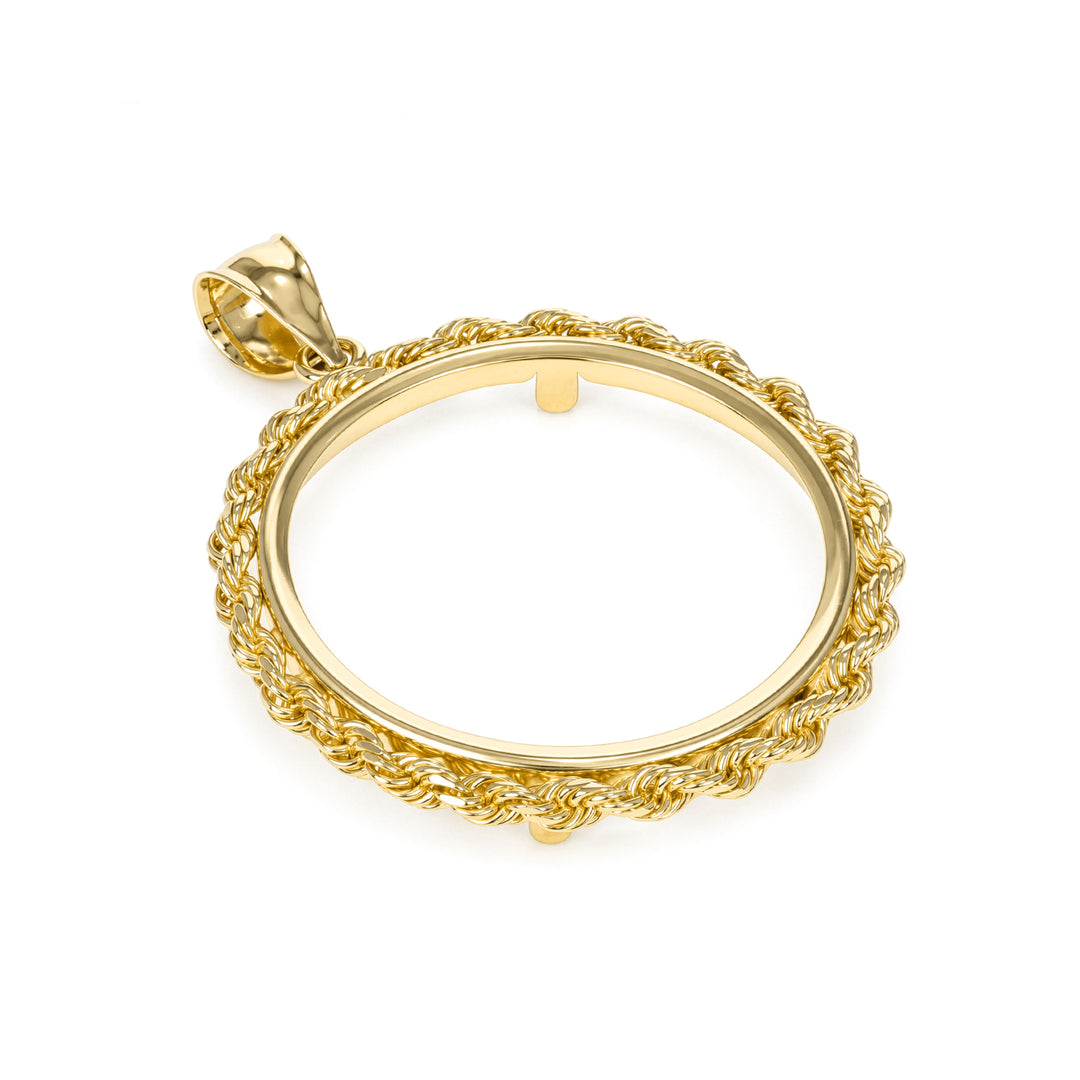 Gold rope chain coin bezel for U.S. $10 Gold Dollar #size_uscjfr0010-27-x-2-3-mm