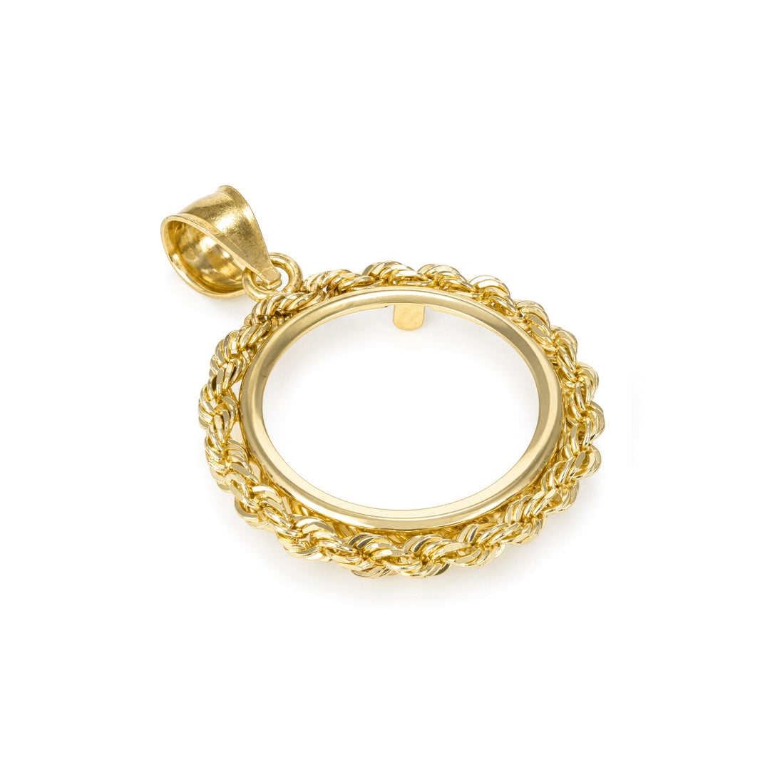 Gold rope chain coin bezel for U.S. $2.5 American Gold Dollar#size_uscjfr005-17-9-x-1-3-mm