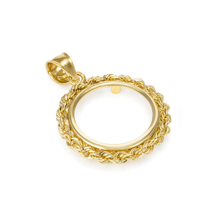Gold rope chain coin bezel for U.S. $2.5 American Gold Dollar#size_uscjfr005-17-9-x-1-3-mm
