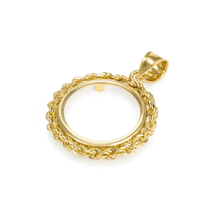 Die-struck 14K gold rope chain coin bezel for U.S. $2.5 American Gold Dollar#size_uscjfr005-17-9-x-1-3-mm
