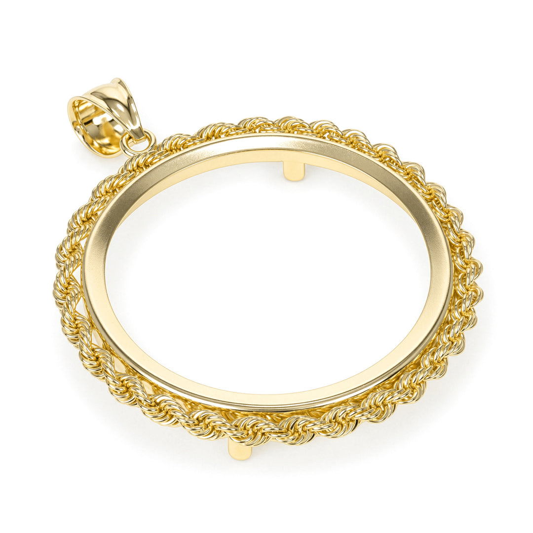Gold rope chain coin bezel for Mexican 50 Pesos#size_uscjfr0016-37-0-x-2-8-mm