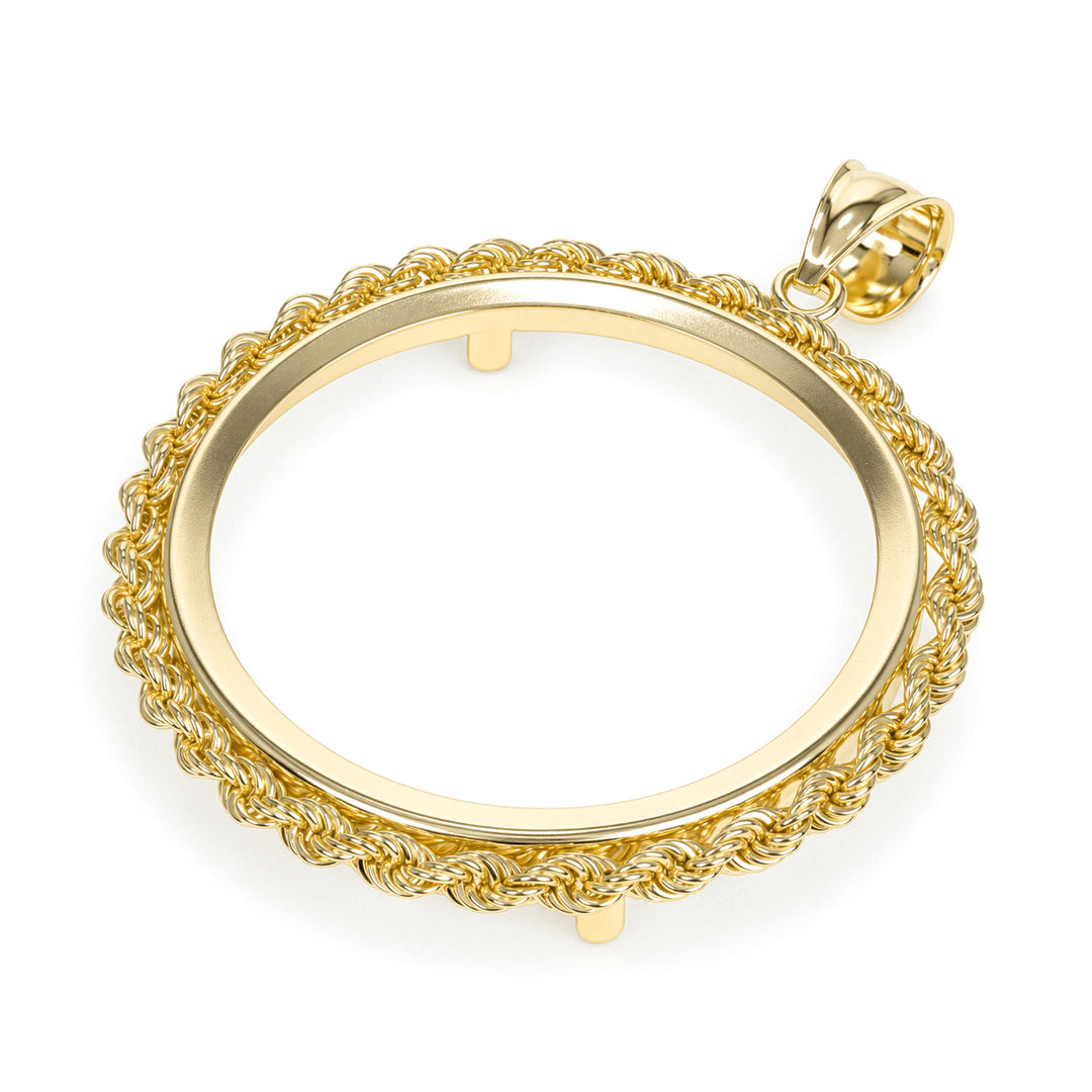 Gold rope chain coin bezel for U.S. $20 Gold Dollar#size_uscjfr0015-34-2-x-2-8-mm