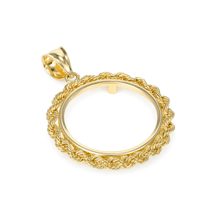 Gold rope chain coin bezel for U.S. $5 American Gold Dollar#size_uscjfr007-21-6-x-1-6-mm