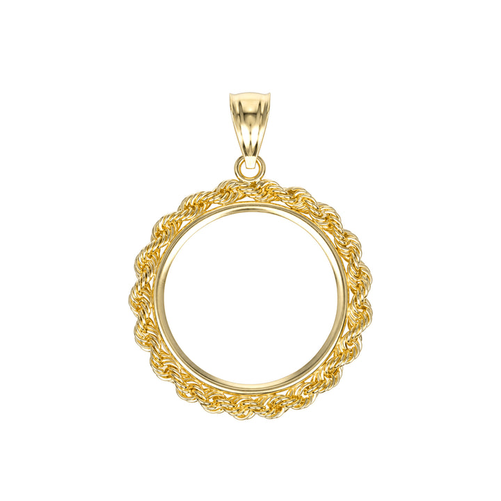 14K gold rope chain coin bezel for U.S. $5 American Gold Dollar#size_uscjfr007-21-6-x-1-6-mm