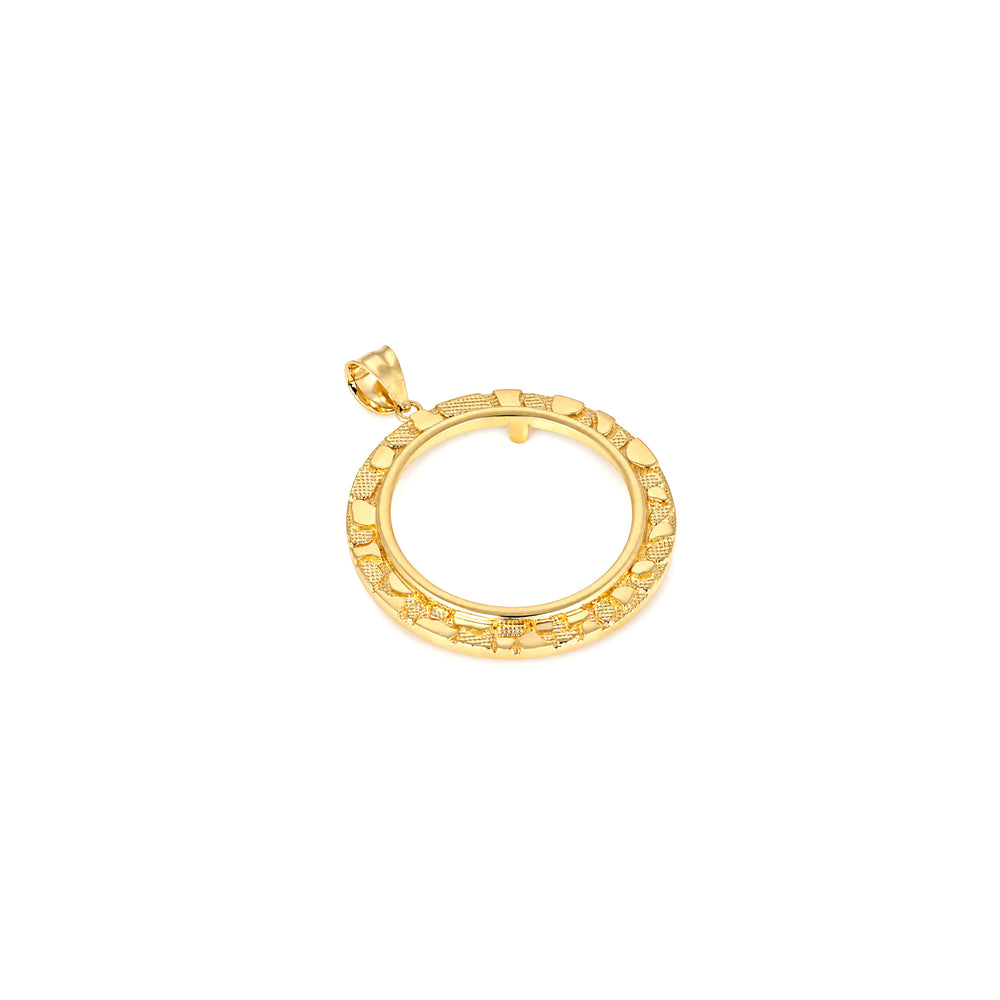 14K gold round nugget coin bezel frame, die-struck, made in USA, USCJN004 (16.5 x 1.3 MM), product view 1 | US Certified Jewelry #size_uscjn004-16-5-x-1-3-mm