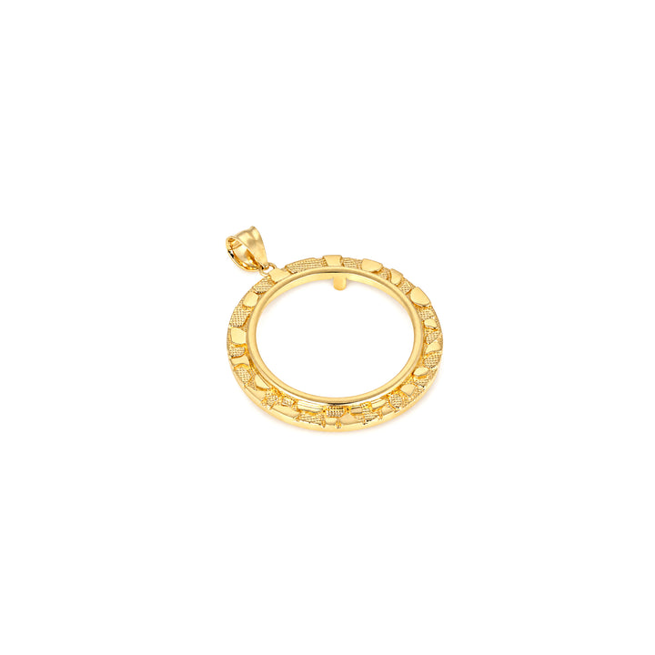14K gold round nugget coin bezel frame, die-struck, made in USA, USCJN004 (16.5 x 1.3 MM), product view 1 | US Certified Jewelry #size_uscjn004-16-5-x-1-3-mm