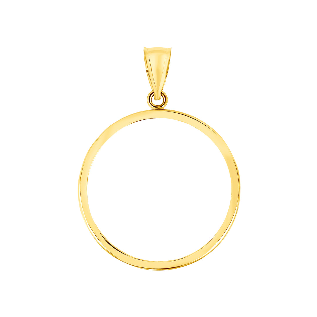 Die-struck 14K and 18K round gold coin bezel for U.S. $10 Gold Dollar / 1/2 oz Gold Eagle / Chinese Panda / Krugerrand, view 1 #size_uscjf0010-27-x-2-3-mm