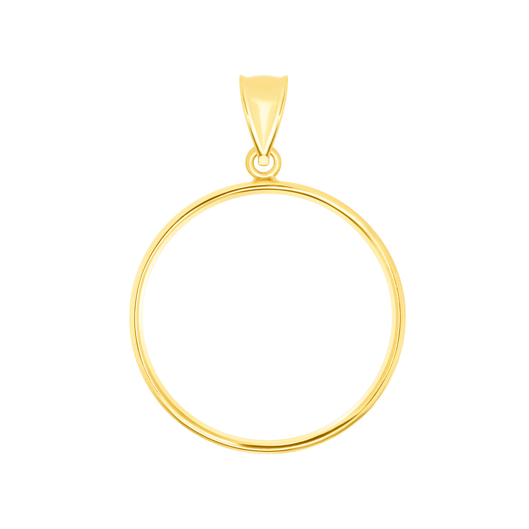 Die-struck 14K and 18K round gold coin bezel for Mexican 20 Pesos, view 1 #size_uscjf0011-27-5-x-2-0-mm