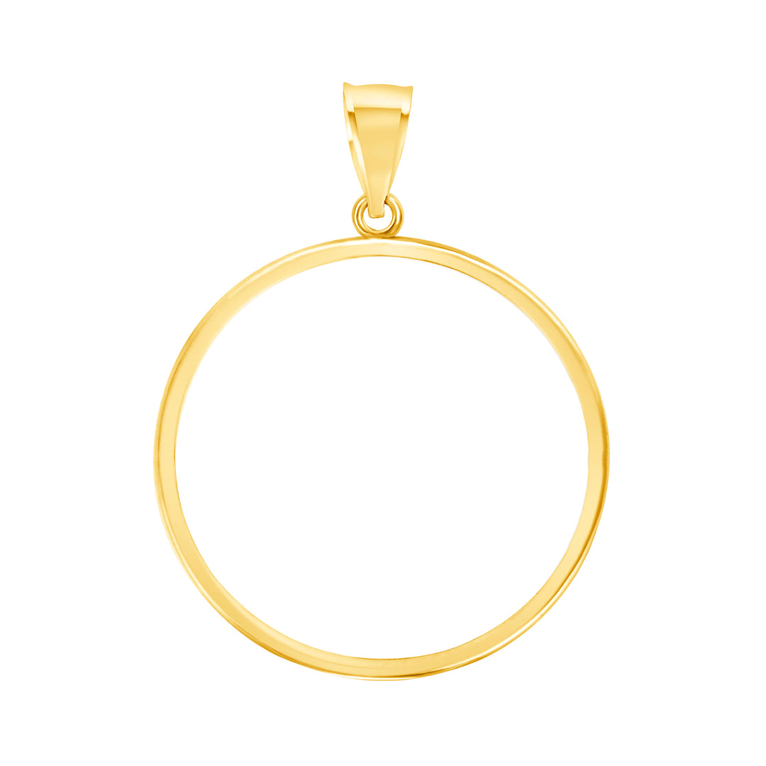 Die-struck 14K and 18K round gold coin bezel for 1 oz Canadian Gold Maple Leaf, view 1 #size_uscjf0013-30-x-2-9-mm