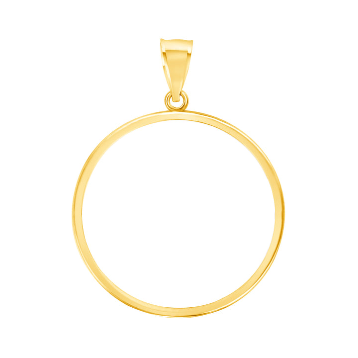 Die-struck 14K and 18K round gold coin bezel for 1 oz Canadian Gold Maple Leaf, view 1 #size_uscjf0013-30-x-2-9-mm