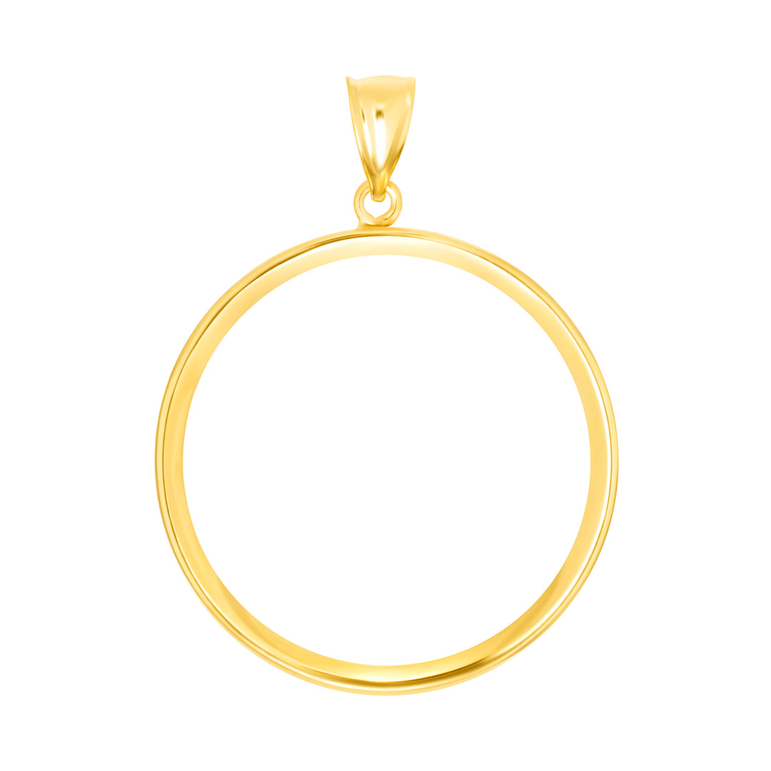 Die-struck 14K and 18K round gold coin bezel for 1 oz Australian Gold Nugget / 1 oz Chinese Gold Panda, view 1 #size_uscjf0013b-32-2-x-2-2-mm