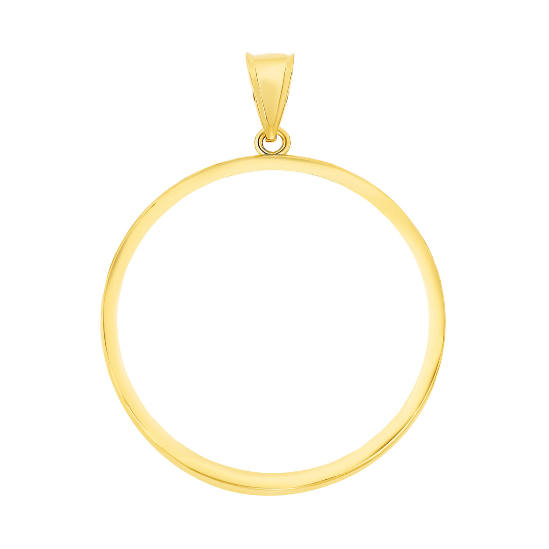 Die-struck 14K and 18K round gold coin bezel for 1 oz American Gold Eagle / 1 oz Krugerrand / 2.5 Pahlavi, view 1 #size_uscjf0014-32-6-x-2-8-mm