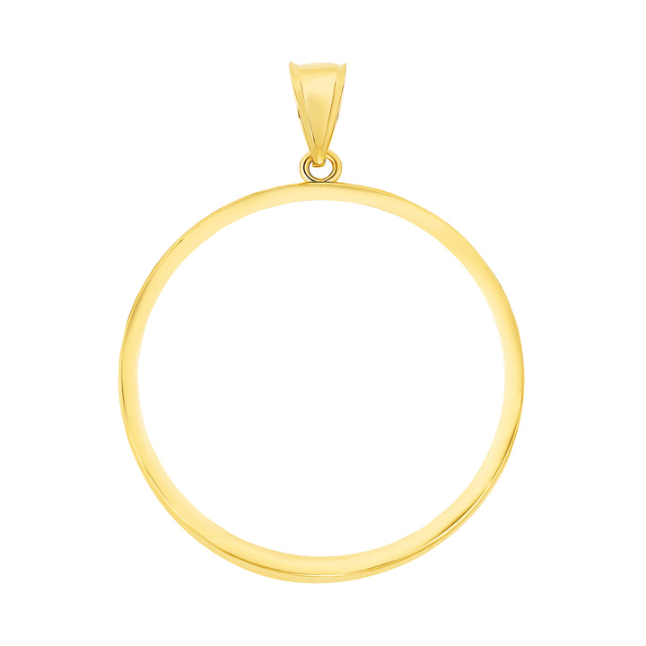 Die-struck 14K and 18K round gold coin bezel for 1 oz American Gold Eagle / 1 oz Krugerrand / 2.5 Pahlavi, view 1 #size_uscjf0014-32-6-x-2-8-mm