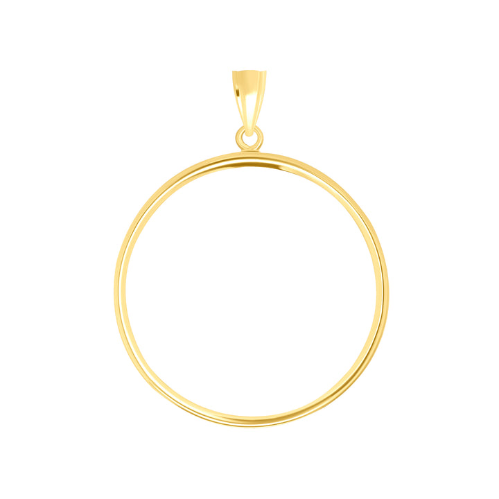 Die-struck 14K and 18K round gold coin bezel for U.S. $20 Gold Dollar / 1 oz Mexican Gold Coin, view 1 #size_uscjf0015-34-2-x-2-8-mm