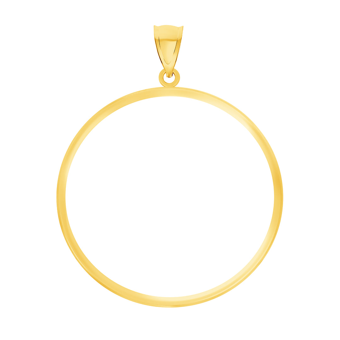 Die-struck 14K and 18K round gold coin bezel for Austrian 100 Corona / Mexican 50 Pesos, view 1 #size_uscjf0016-37-x-2-8-mm