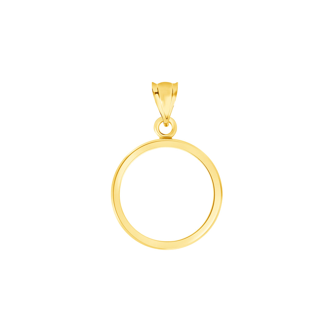 Die-struck 14K and 18K round gold coin bezel for 1/10 oz Gold Eagle / Nugget / Maple Leaf / Krugerrand / Quarter Pahlavi, view 1 #size_uscjf004-16-5-x-1-3-mm