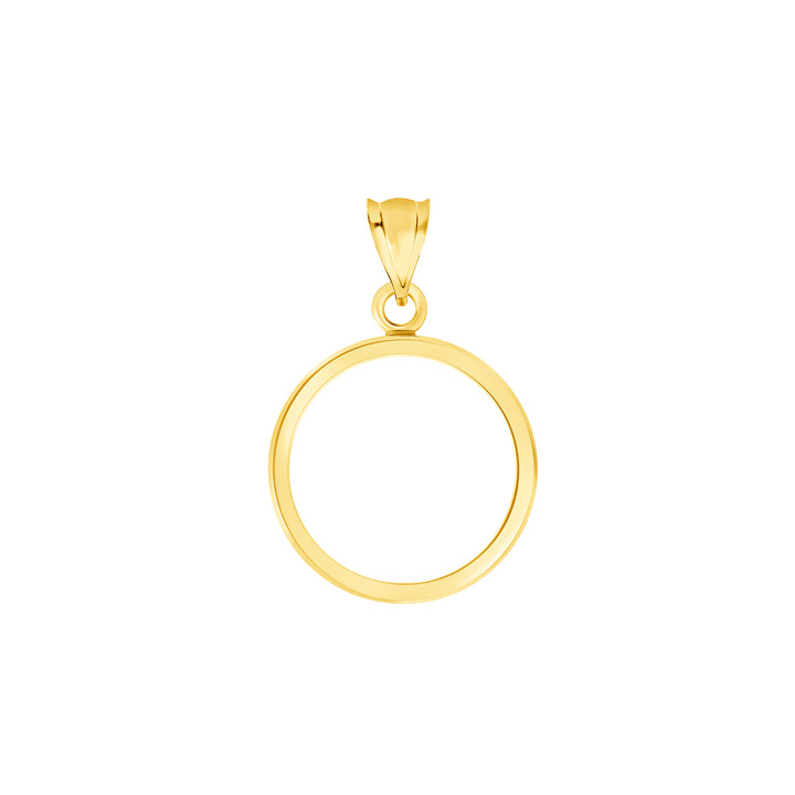 Die-struck 14K and 18K round gold coin bezel for 1/10 oz Gold Eagle / Nugget / Maple Leaf / Krugerrand / Quarter Pahlavi, view 1 #size_uscjf004-16-5-x-1-3-mm