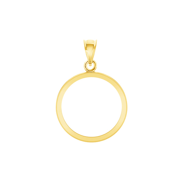 Die-struck 14K and 18K round gold coin bezel for U.S. $2.5 American Gold Dollar / 1/10 oz Chinese Gold Panda, view 1 #size_uscjf005-17-9-x-1-3-mm