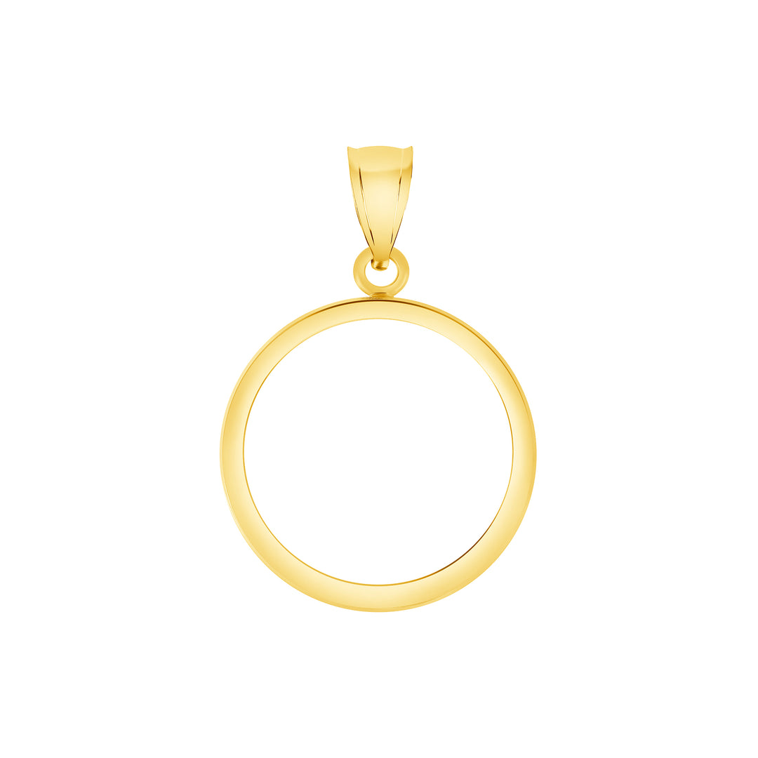 Die-struck 14K and 18K round gold coin bezel for 1/4 oz Australian Gold Nugget / Austrian 1 Ducat / 1/4 oz Canadian Maple Leaf, view 1 #size_uscjf006b-20-x-1-7-mm