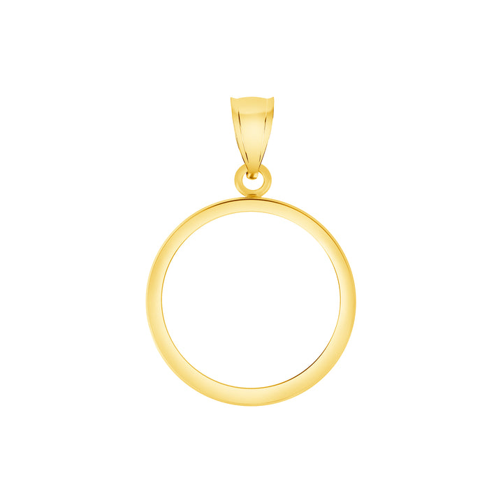 Die-struck 14K and 18K round gold coin bezel for 1/4 oz Australian Gold Nugget / Austrian 1 Ducat / 1/4 oz Canadian Maple Leaf, view 1 #size_uscjf006b-20-x-1-7-mm