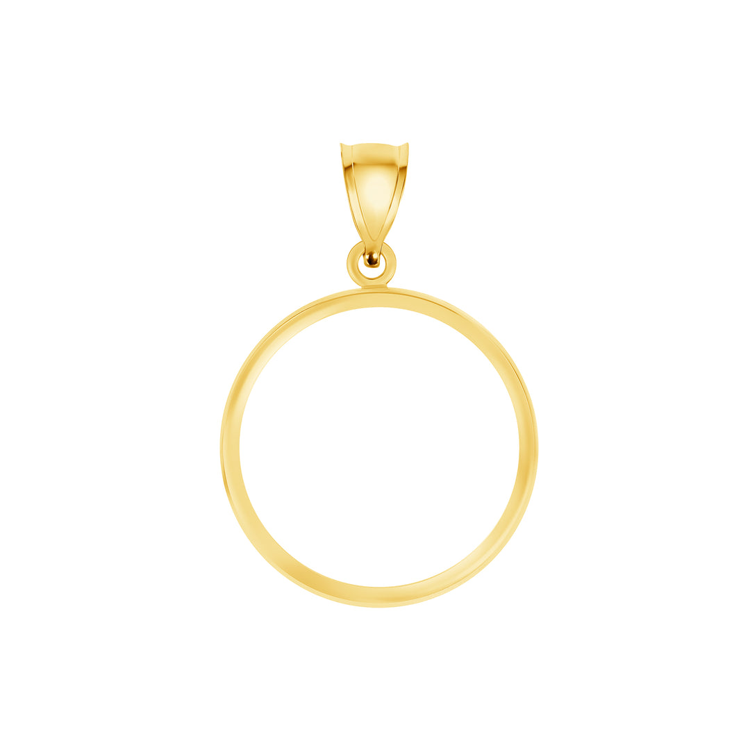 Die-struck 14K and 18K round gold coin bezel for U.S. $5 American Gold Dollar / Austrian 20 Corona, view 1 #size_uscjf007-21-6-x-1-6-mm