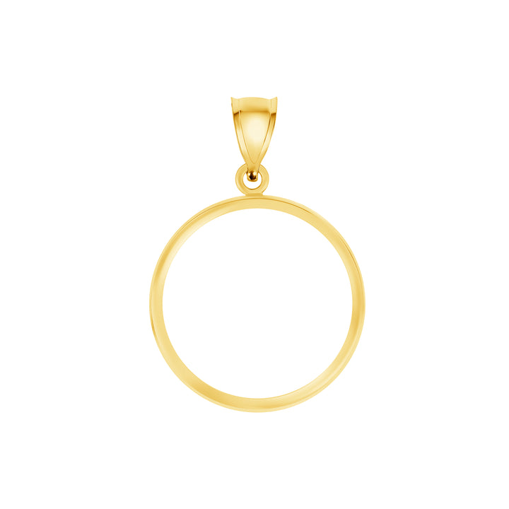 Die-struck 14K and 18K round gold coin bezel for U.S. $5 American Gold Dollar / Austrian 20 Corona, view 1 #size_uscjf007-21-6-x-1-6-mm