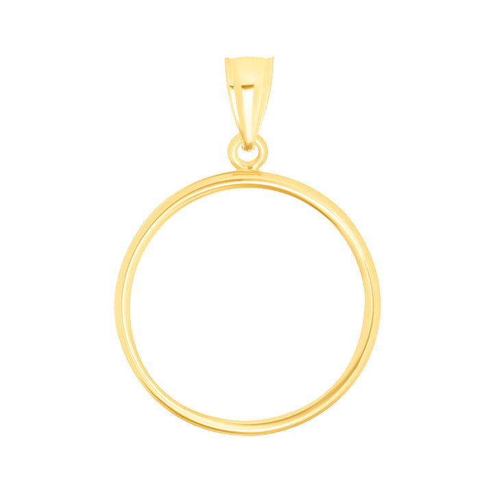 Die-struck 14K and 18K round gold coin bezel for 1/2 oz Australian Gold Nugget / 1/2 oz Canadian Gold Maple Leaf, view 1 #size_uscjf009b-25-2-x-2-4-mm