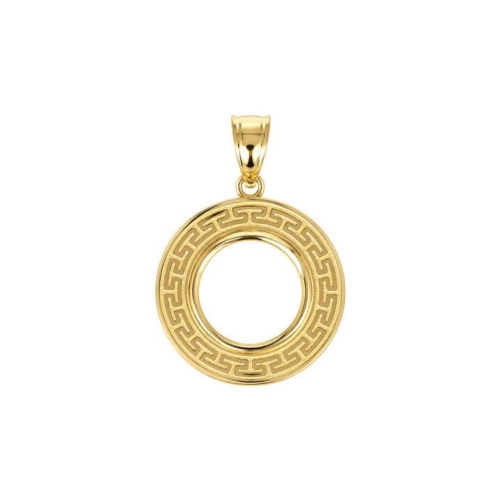 14K gold Greek key coin bezel, front view #size_uscjfg001b-14-0-x-1-0-mm