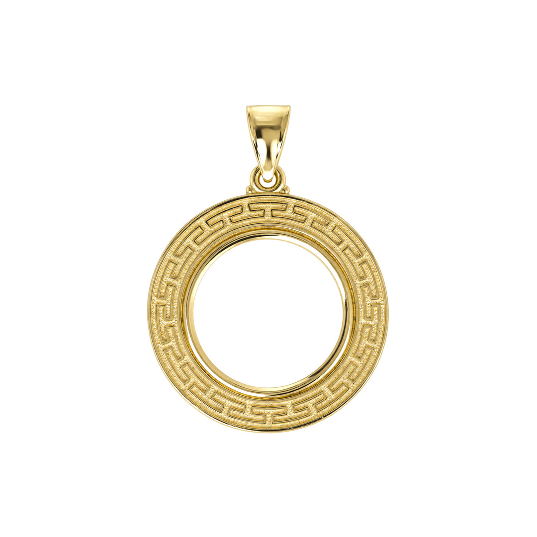 14K gold Greek key coin bezel, front view #size_uscjfg006b-20-x-1-7-mm