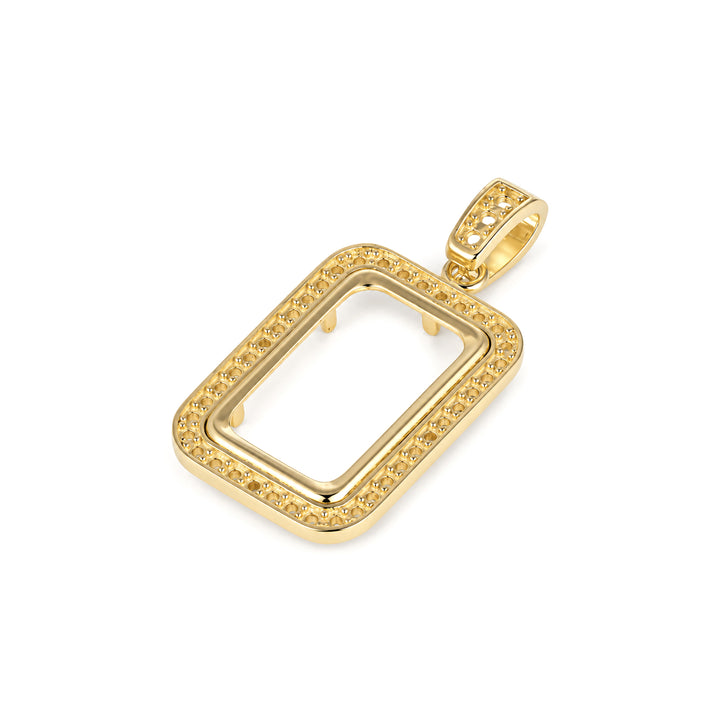 USCJSP002 14K yellow gold diamond-ready pave bar frame with bail, 2.5 gram PAMP size, angled view 2, without stones or gold bar #size_uscjsp002-19-0-x-11-60-mm-2-5-gr-pamp