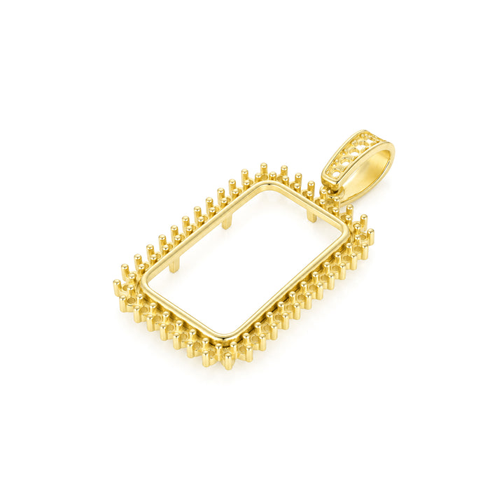 USCJSPN001 | 1 Gram 14K yellow gold prong mounting bar frame for Credit Suisse and PAMP, ready for professional natural or lab-grown diamond and colored gemstone setting, unset, view 3 | US Certified Jewelry #size_uscjspn001-15-3-x-8-8-mm-1-gram