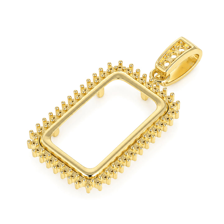 USCJSPN002 | 2.5 Gram 14K yellow gold prong mounting bar frame for Credit Suisse and PAMP, ready for professional natural or lab-grown diamond and colored gemstone setting, unset, view 2 | US Certified Jewelry #size_uscjspn002-19-0-x-11-60-mm-2-5-gr-pamp