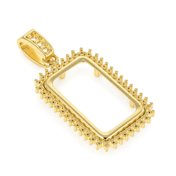 USCJSPN002 | 2.5 Gram 14K yellow gold prong mounting bar frame for Credit Suisse and PAMP, ready for professional natural or lab-grown diamond and colored gemstone setting, unset, view 3 | US Certified Jewelry #size_uscjspn002-19-0-x-11-60-mm-2-5-gr-pamp