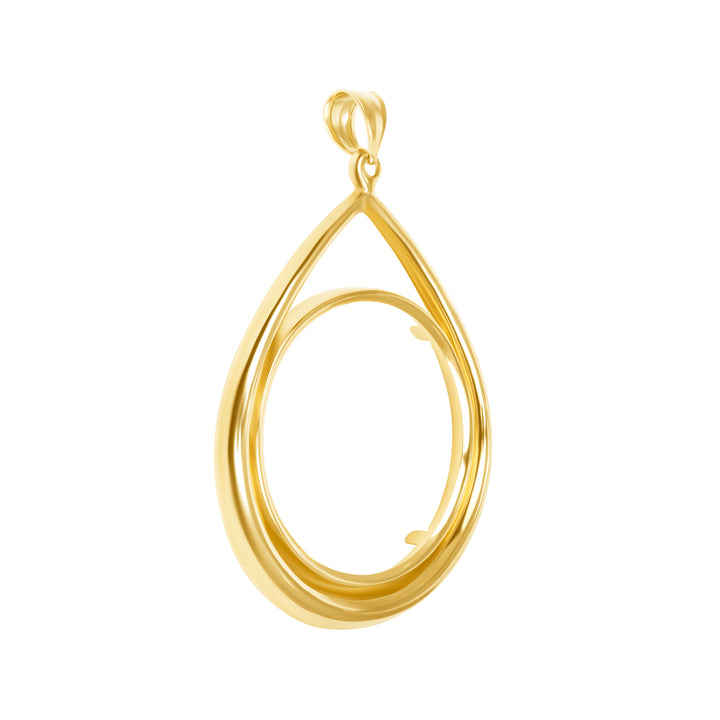 14K die-struck tear drop gold coin bezel for U.S. $10 Gold Dollar / 1/2 oz American Gold Eagle / Chinese Gold Panda / South African Krugerrand, view 3 #size_uscjt0010-27-0-x-2-3-mm