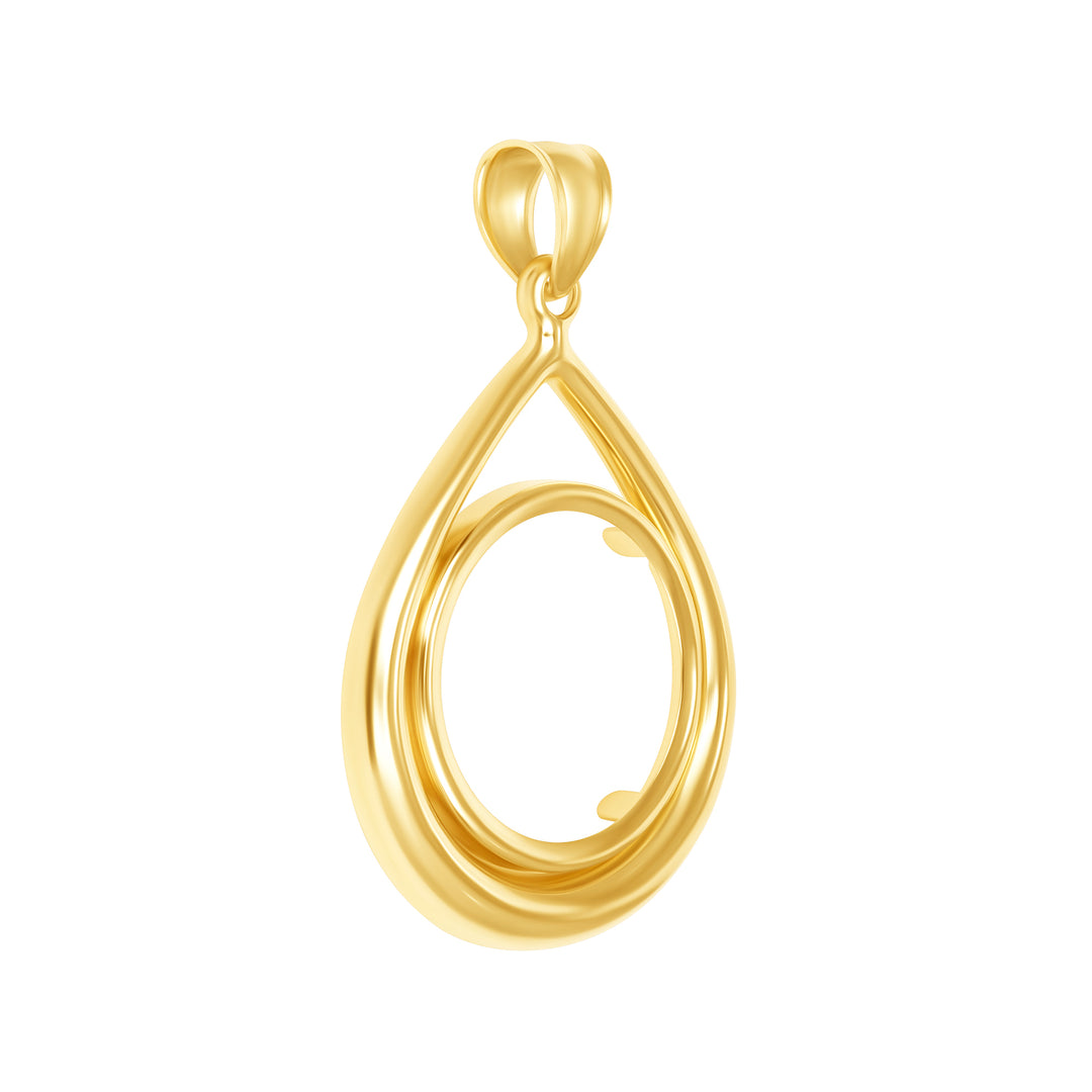 14K die-struck tear drop gold coin bezel for 1 oz American Gold Eagle / 1 oz South African Krugerrand, view 2 #size_uscjt0014-32-6-x-2-8-mm