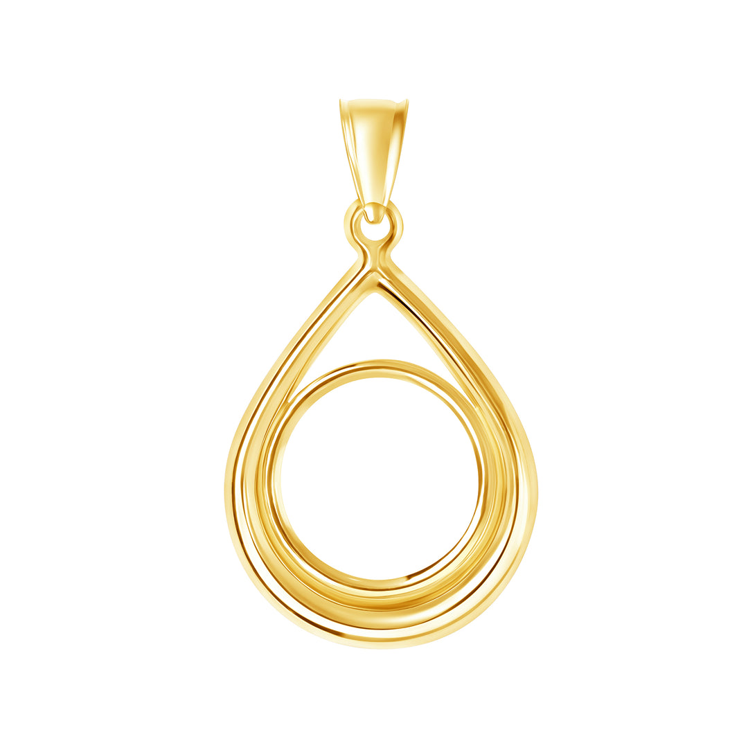 14K die-struck tear drop gold coin bezel for 1/20 oz Chinese Gold Panda, view 1 #size_uscjt001b-14-0-x-1-0-mm