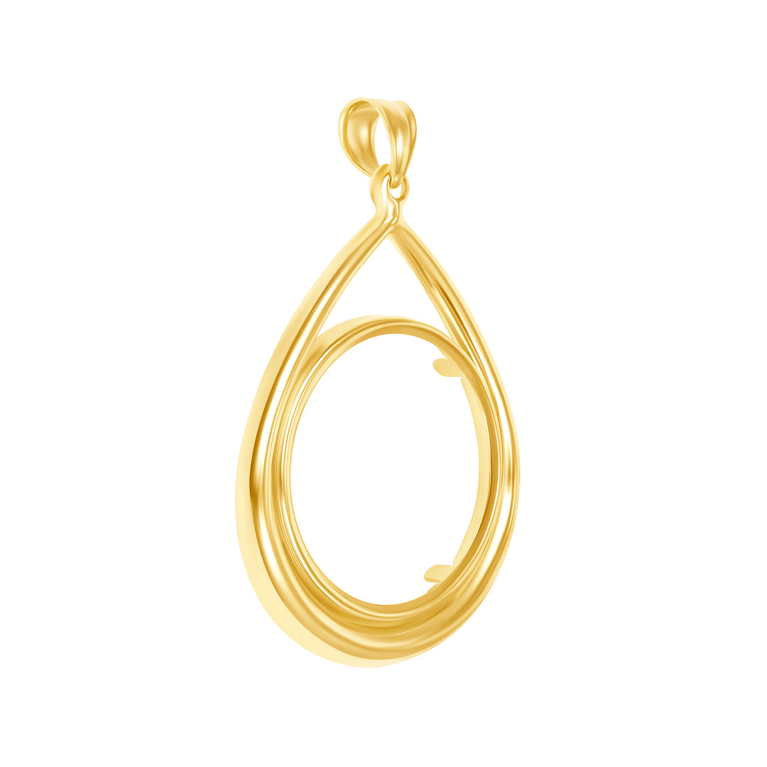 14K die-struck tear drop gold coin bezel for 1/4 oz American Gold Eagle / Chinese Gold Panda / English Sovereign / South African Krugerrand, view 3 #size_uscjt008-22-0-x-1-9-mm