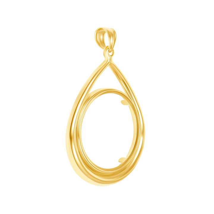 14K die-struck tear drop gold coin bezel for 1/4 oz American Gold Eagle / Chinese Gold Panda / English Sovereign / South African Krugerrand, view 3 #size_uscjt008-22-0-x-1-9-mm